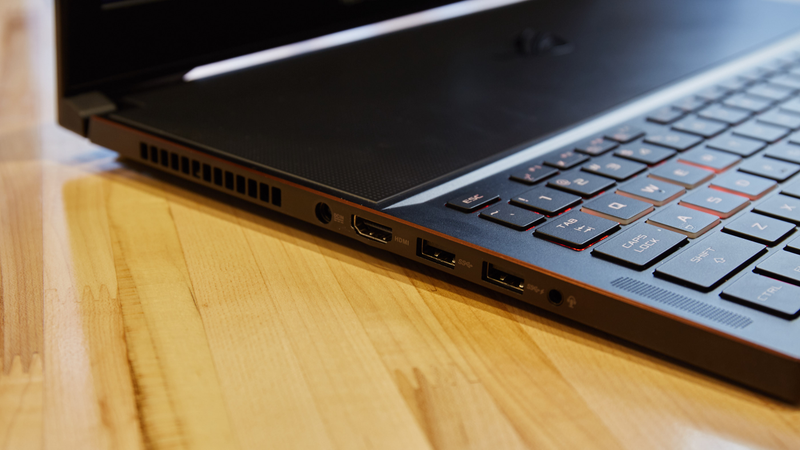You get a lot of ports with the Asus ROG Zephyrus. Including an annoying proprietary one for charging (that’s it by the HDMI port).